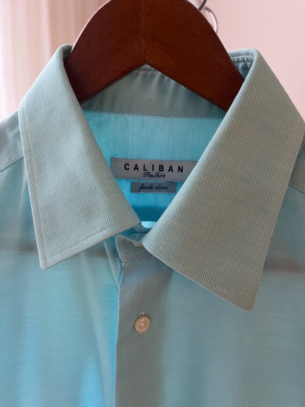 MEN'S LUXURY DRESS SHIRT, AQUA BLUE, MADE IN ITALY, SZ 39cm/15.5" NECK, USM - Picture 13 of 15